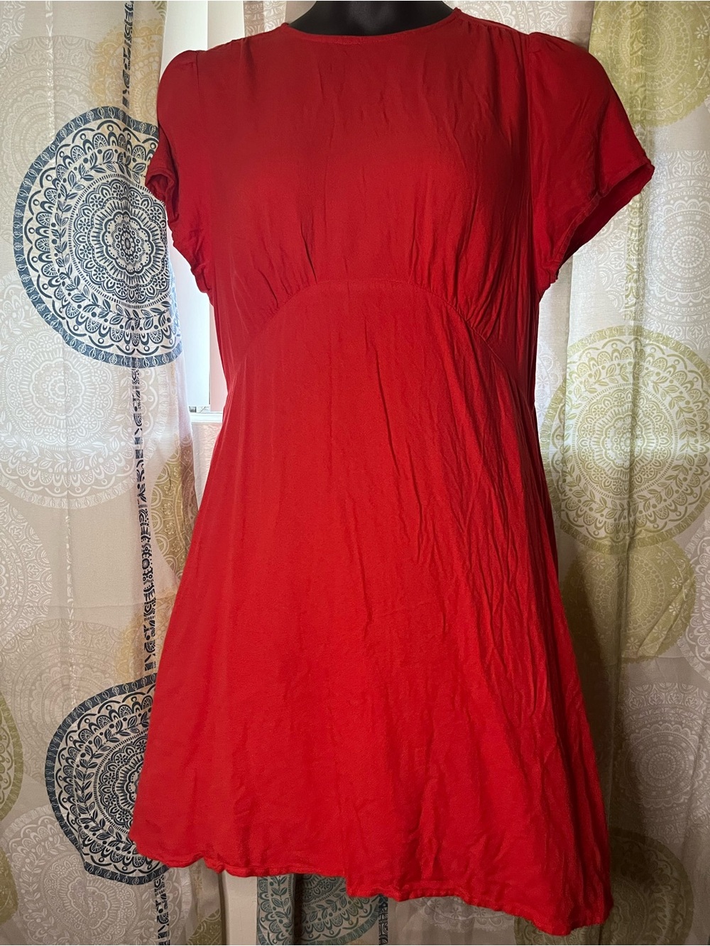 Old Navy Red Short-Sleeve A-Line Swing Dress